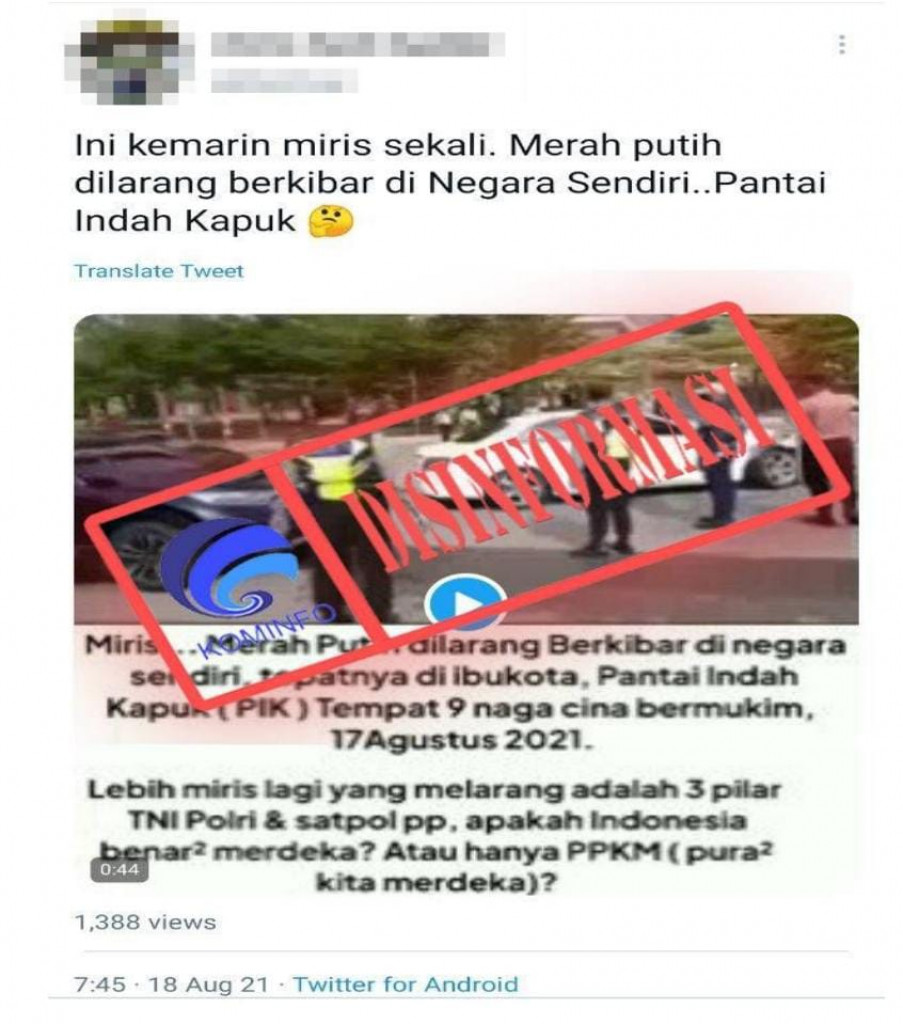 [DISINFORMASI] Polisi Larang Pengibaran Bendera Merah Putih di PIK